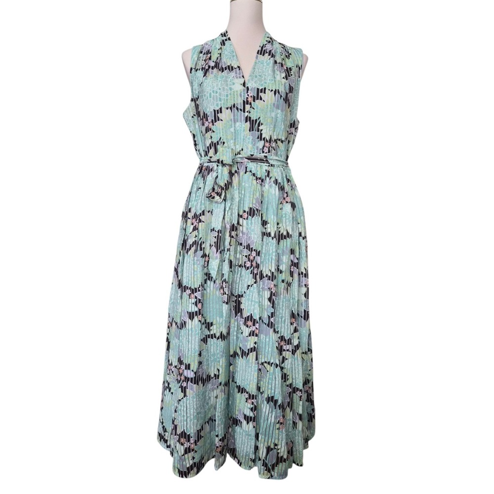 Kate Spade Womens Dress Green 14 Dahlia Bloom Burnout Sleeveless‎ V-neck Belted